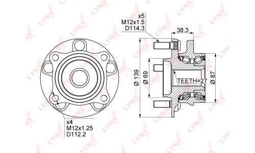 Ступица колеса LYNXauto, арт. WH-1112