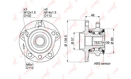 Ступица колеса LYNXauto, арт. WH-1119