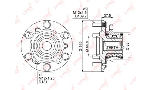 Ступица колеса LYNXauto, арт. WH-1126