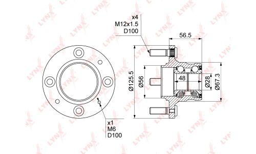 Ступица колеса LYNXauto, арт. WH-1128