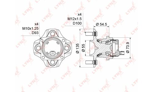 Ступица колеса LYNXauto, арт. WH-1133