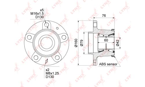 Ступица колеса LYNXauto, арт. WH-1136