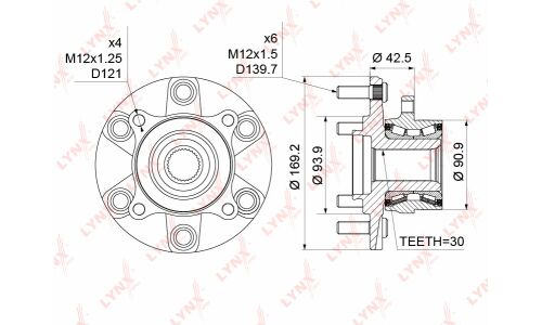 Ступица колеса LYNXauto, арт. WH-1137