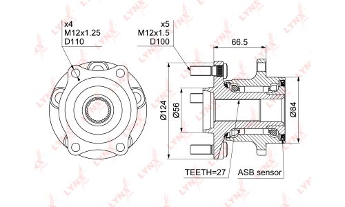 Ступица колеса LYNXauto, арт. WH-1153