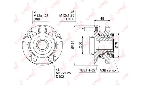 Ступица колеса LYNXauto, арт. WH-1169