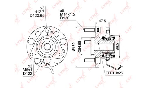 Ступица колеса LYNXauto, арт. WH-1176
