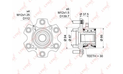 Ступица колеса LYNXauto, арт. WH-1177