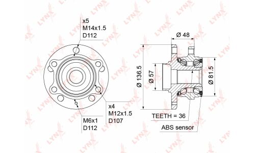 Ступица колеса LYNXauto, арт. WH-1181
