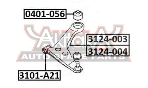 Рычаг подвески Asva, передний, нижний, правый, арт. 3124-003