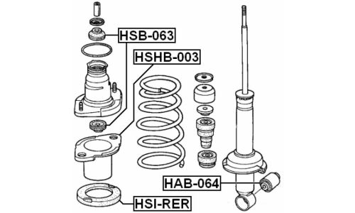 Проставка задней пружины верхняя | зад прав/лев Febest, арт. HSI-RER