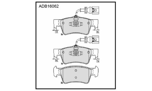 Колодки тормозные дисковые Allied Nippon, задние, комплект на ось (4 шт), арт. ADB16062