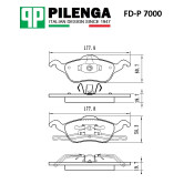 Колодки тормозные дисковые Pilenga, передние, комплект на ось (4 шт), арт. FD-P 7000