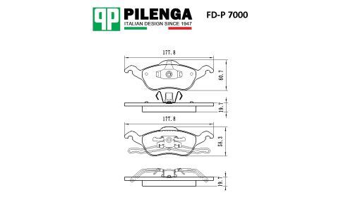 Колодки тормозные дисковые Pilenga, передние, комплект на ось (4 шт), арт. FD-P 7000