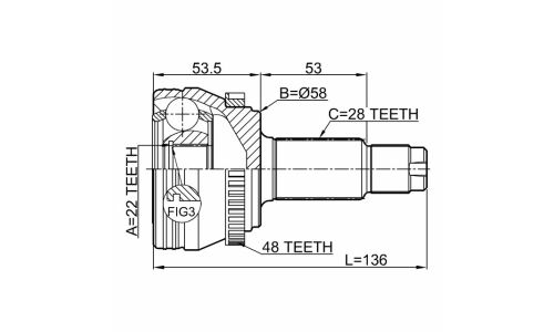 Шрус наружный 22x58x28 | зад прав/лев Febest, арт. 1410-NACTRA48