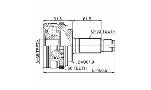 ШРУС Febest, передний, внешний, арт. 0310-MRVA50