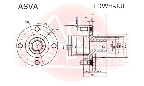 Ступица колеса Asva, передняя, арт. FDWH-JUF