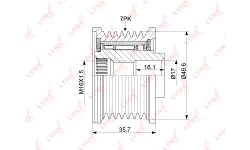 Муфта шкива генератора LYNXauto обгонная, арт. PA-1059