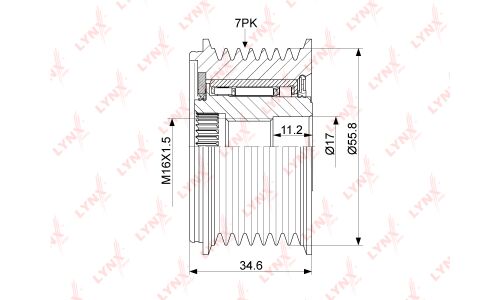 Шкив генератора с обгонной муфтой LYNXauto, арт. PA-1061