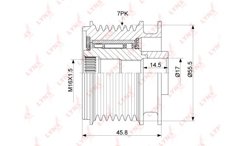 Муфта обгонная шкива генератора LYNXauto, арт. PA-1113