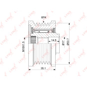 Муфта шкива генератора LYNXauto обгонная, арт. PA-1145