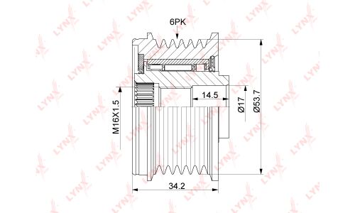 Муфта свободного хода генератора LYNXauto, арт. PA-1146