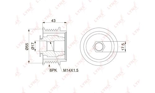 Муфта шкива генератора LYNXauto обгонная, арт. PA-1149