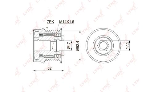 Муфта шкива генератора LYNXauto обгонная, арт. PA-1150