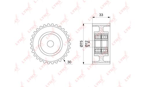 Ролик ремня ГРМ LYNXauto обводной, арт. PB-3042