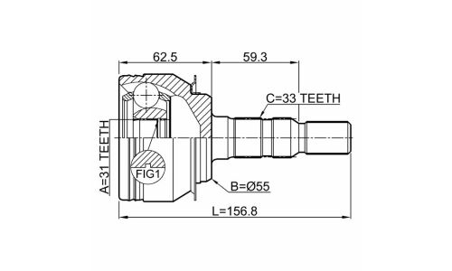 ШРУС Febest, передний, внешний, арт. 1010-J300