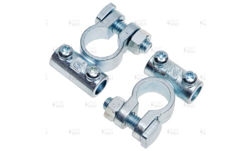 Клеммы для аккумулятора Startvolt, цинк, стандартные (+19.5/-17.9), крепление провода 2 винтами, 2 шт, арт. SBT 013