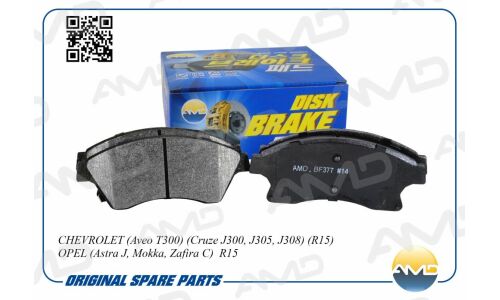 Колодки тормозные дисковые AMD, передние, комплект на ось (4 шт), арт. AMD.BF377