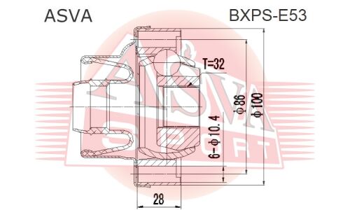 ШРУС карданного вала Asva, передний, арт. BXPS-E53