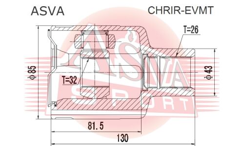ШРУС Asva, передний, правый, внутренний, арт. CHRIR-EVMT