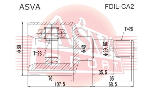 ШРУС Asva, передний, левый, внутренний, арт. FDIL-CA2