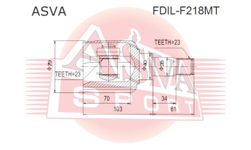 ШРУС Asva, передний, левый, внутренний, арт. FDIL-F218MT