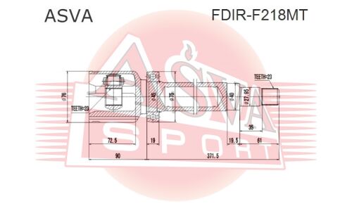 ШРУС Asva, передний, правый, внутренний, арт. FDIR-F218MT