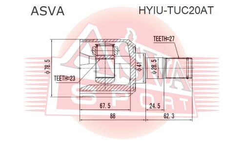 ШРУС Asva, передний, левый, внутренний, арт. HYIU-TUC20AT