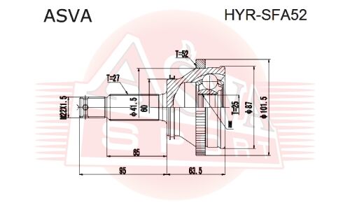 ШРУС Asva, задний, наружный, арт. HYR-SFA52
