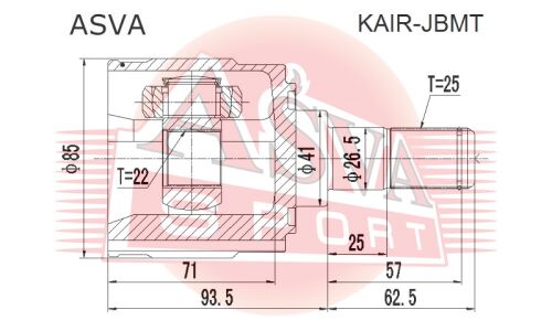 ШРУС Asva, передний, правый, внутренний, арт. KAIR-JBMT