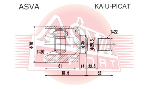 ШРУС Asva, передний, левый, внутренний, арт. KAIU-PICAT