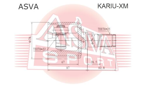 ШРУС внутренний | зад прав/лев Asva, арт. KARIU-XM