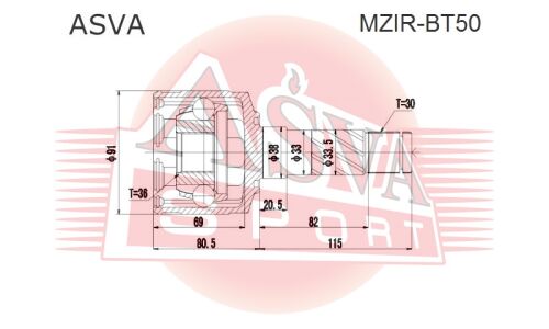 ШРУС Asva, передний, правый, внутренний, арт. MZIR-BT50