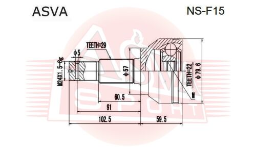ШРУС Asva, внешний, арт. NS-F15
