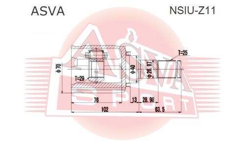 ШРУС Asva, передний, правый, внутренний, арт. NSIU-Z11