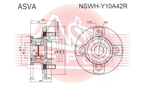 Ступица колеса Asva, арт. NSWH-Y10A42R