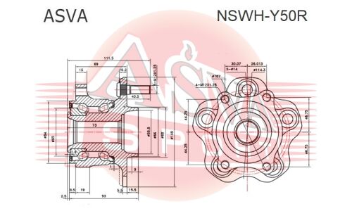 Ступица колеса Asva, арт. NSWH-Y50R