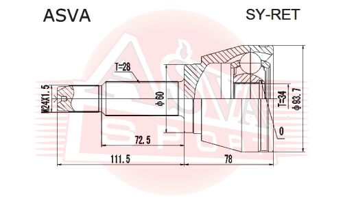 ШРУС Asva, передний, внешний, арт. SY-RET