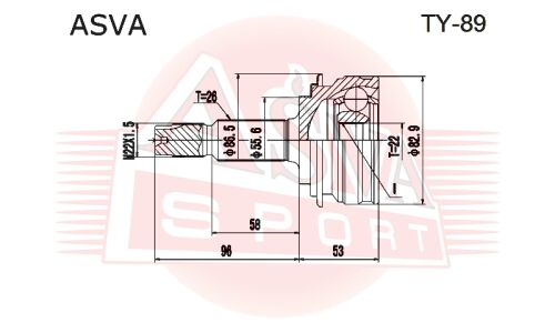 ШРУС Asva, внешний, арт. TY-89