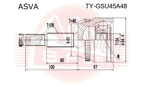 ШРУС Asva, внешний, арт. TY-GSU45A48