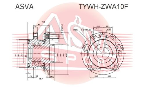 Ступица колеса Asva, арт. TYWH-ZWA10F